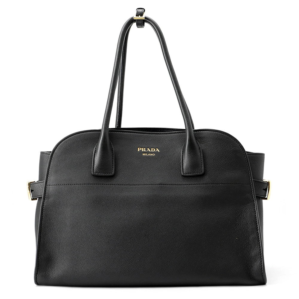 Prada Vitello Daino buckle tote Leather Black